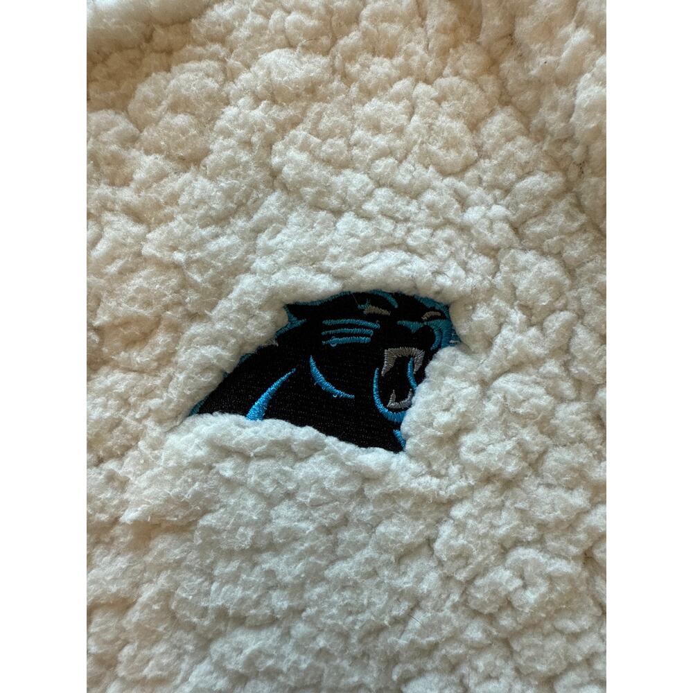 Carolina Panthers New Era Sherpa Bomber Jacket Cream Womens Small - Picture 4 of 8